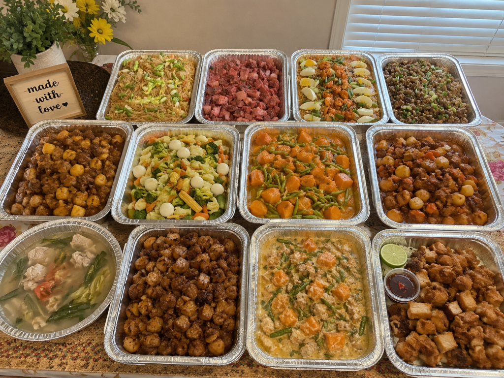 Filipino catering graduation party West Valley tray spread