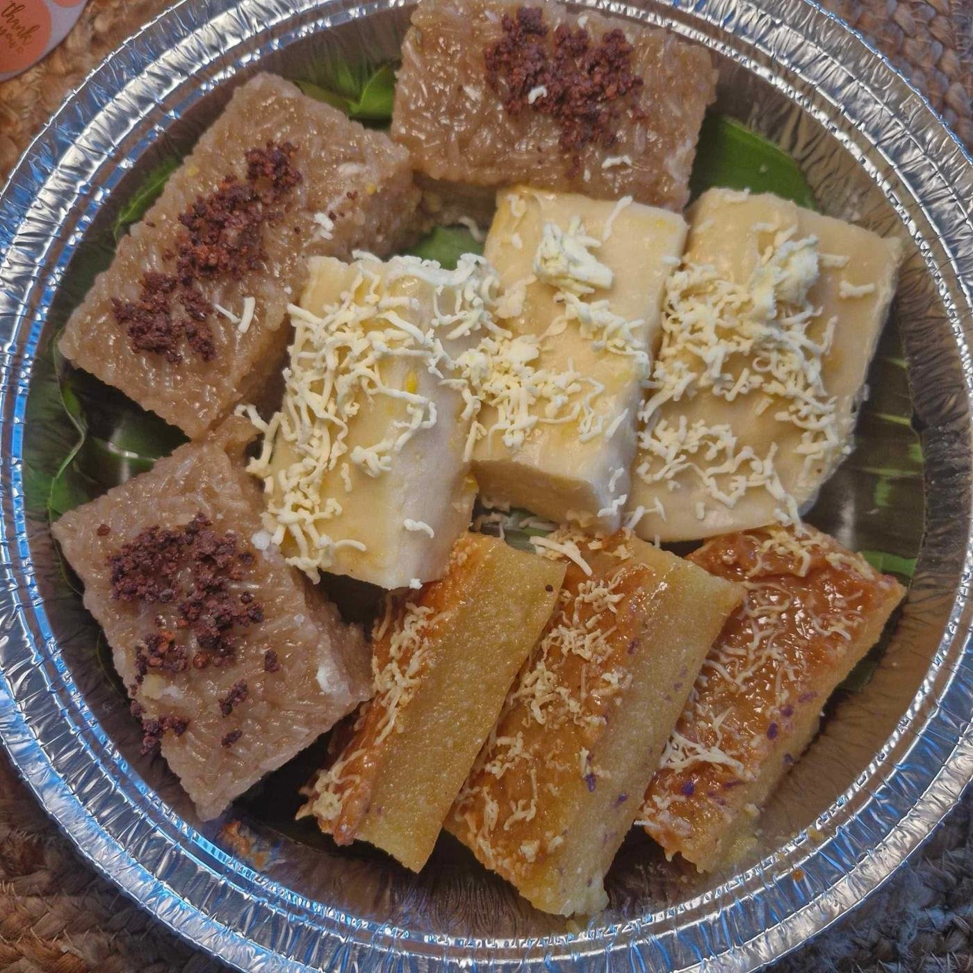 Kakanin tray with biko and maja blanca